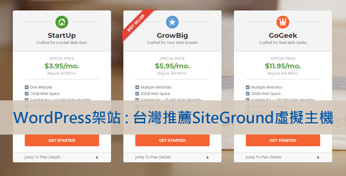 台灣推薦SiteGround虛擬主機